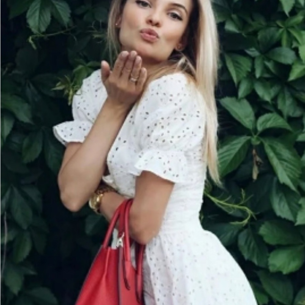 Zara White Eyelet Midi Dress